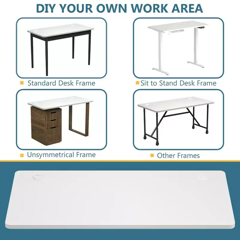 Costway Piano tavolo universale in un unico pezzo da 48'' per telaio scrivania standard e sit-to-stand