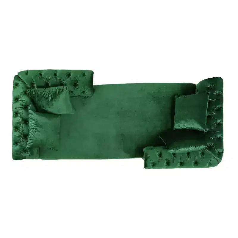 Chaise longue "Tête-à-tête" in velluto trapuntato Houck Modern Glam con cuscini decorativi - Christopher Knight Home