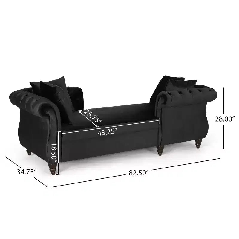 Chaise longue "Tête-à-tête" in velluto trapuntato Houck Modern Glam con cuscini decorativi - Christopher Knight Home