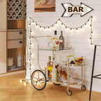 Carrello da Bar Costway a 3 Livelli su Ruote con Ripiani a Specchio per Cucina