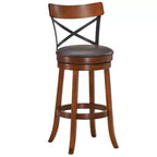 Costway Set di 4 Sgabelli Girevoli da Bar da 75 cm, Sedie da Pranzo con Gambe in Legno di Caucciù