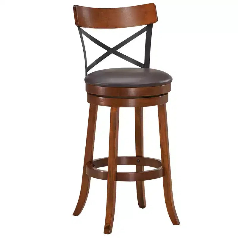 Costway Set di 4 Sgabelli Girevoli da Bar da 75 cm, Sedie da Pranzo con Gambe in Legno di Caucciù