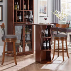 Costway Set di 4 Sgabelli Girevoli da Bar da 75 cm, Sedie da Pranzo con Gambe in Legno di Caucciù