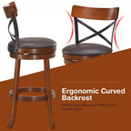 Costway Set di 4 Sgabelli Girevoli da Bar da 75 cm, Sedie da Pranzo con Gambe in Legno di Caucciù