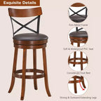 Costway Set di 4 Sgabelli Girevoli da Bar da 75 cm, Sedie da Pranzo con Gambe in Legno di Caucciù