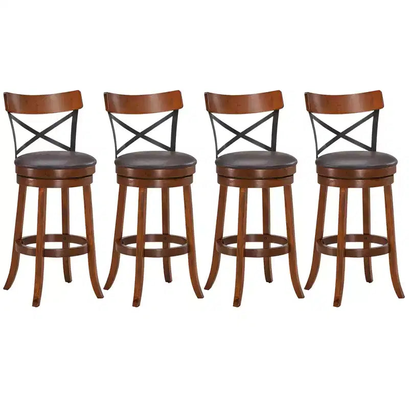 Costway Set di 4 Sgabelli Girevoli da Bar da 75 cm, Sedie da Pranzo con Gambe in Legno di Caucciù