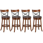 Costway Set di 4 Sgabelli Girevoli da Bar da 75 cm, Sedie da Pranzo con Gambe in Legno di Caucciù