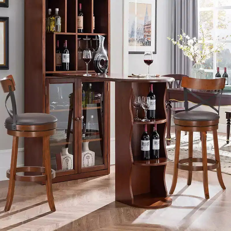 Costway Set di 2 Sgabelli da Bar Girevoli da 75 cm, Sedie da Bar con Gambe in Legno di Caucciù