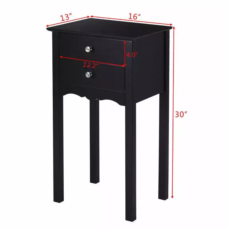 Costway Set 2 comodini tavolino d'appoggio tavolino da salotto con 2 cassetti nero
