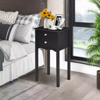 Costway Set 2 comodini tavolino d'appoggio tavolino da salotto con 2 cassetti nero