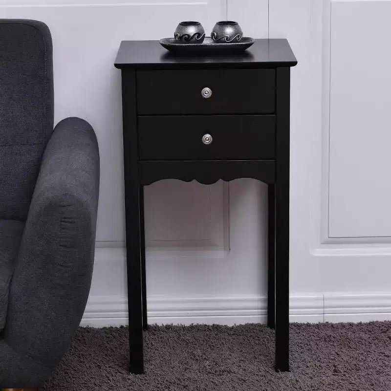 Costway Set 2 comodini tavolino d'appoggio tavolino da salotto con 2 cassetti nero
