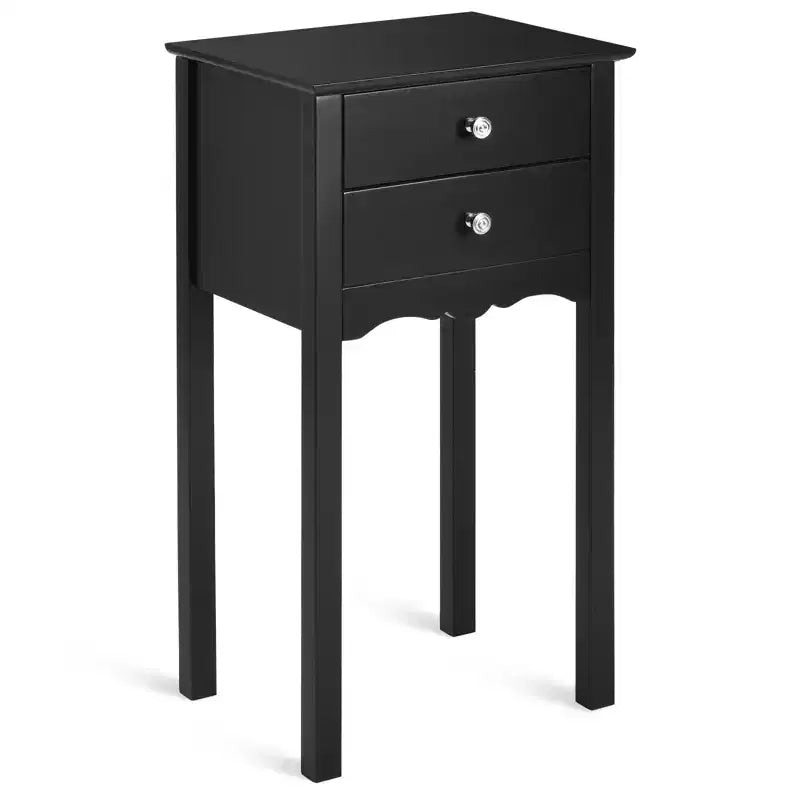 Costway Set 2 comodini tavolino d'appoggio tavolino da salotto con 2 cassetti nero