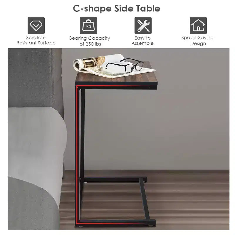 Tavolino laterale C da divano Costway 26'' porta laptop, mobili per ufficio domestico