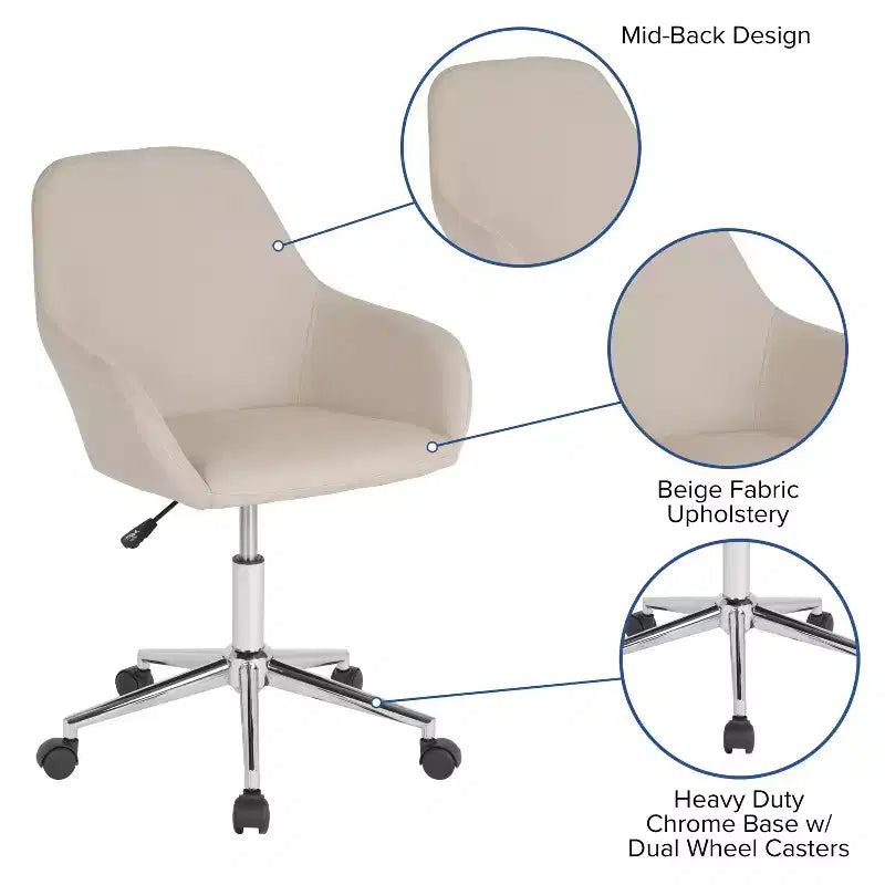 Sedia da ufficio Merrick Lane stile bucket con girevole a 360 gradi