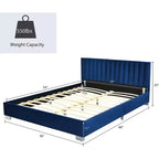 Struttura letto imbottita Costway, dimensioni Full, letto a piattaforma moderno con testiera verticale a canali, non necessita di rete a molle, colore Blu Navy/Grigio