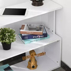 HOMCOM Scrivania da Ufficio Girevole a 360° a L ad Angolo per Computer con Scaffali Contenitori, Scrivania da Lavoro