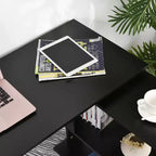 HOMCOM Scrivania da Ufficio Girevole a 360° a L ad Angolo per Computer con Scaffali Contenitori, Scrivania da Lavoro