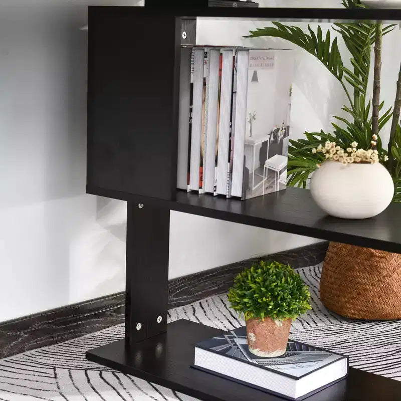 HOMCOM Scrivania da Ufficio Girevole a 360° a L ad Angolo per Computer con Scaffali Contenitori, Scrivania da Lavoro