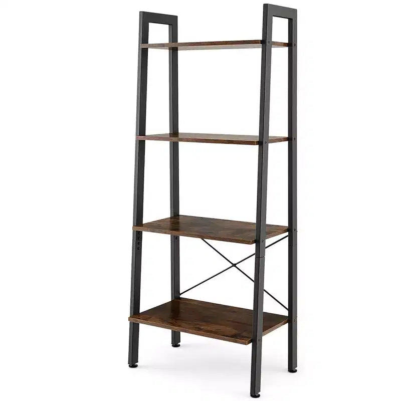 Scaffale a Scala a 4 Livelli in Legno Costway, Libreria a Scala, Scaffale Espositivo