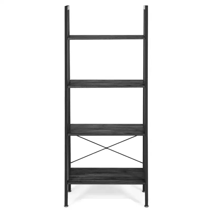 Scaffale a Scala a 4 Livelli in Legno Costway, Libreria a Scala, Scaffale Espositivo