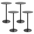 Costway 4 PCS Round Pub Table 24'' Bistro Bar Cocktail Table w/Metal Base Black