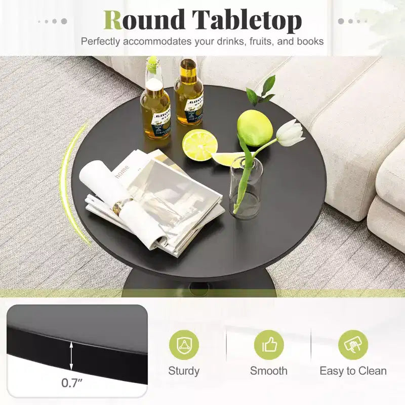 Tavolo da pub rotondo Costway, 4 pz, tavolino da bistrò bar cocktail da 24" con base in metallo, nero