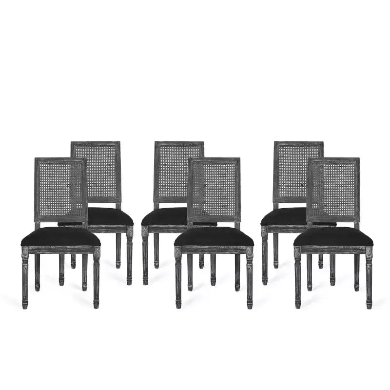 Set di 6 sedie da pranzo imbottite in legno e canna Regina French Country - Christopher Knight Home
