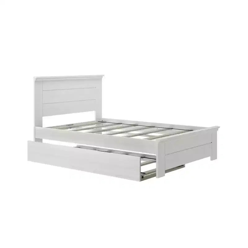 Struttura letto matrimoniale Max & Lily con letto estraibile, letto a piattaforma in legno massello