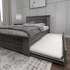 Struttura letto matrimoniale Max & Lily con letto estraibile, letto a piattaforma in legno massello