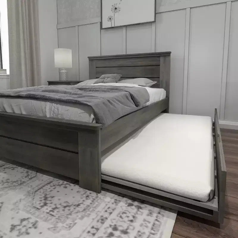 Struttura letto matrimoniale Max & Lily con letto estraibile, letto a piattaforma in legno massello