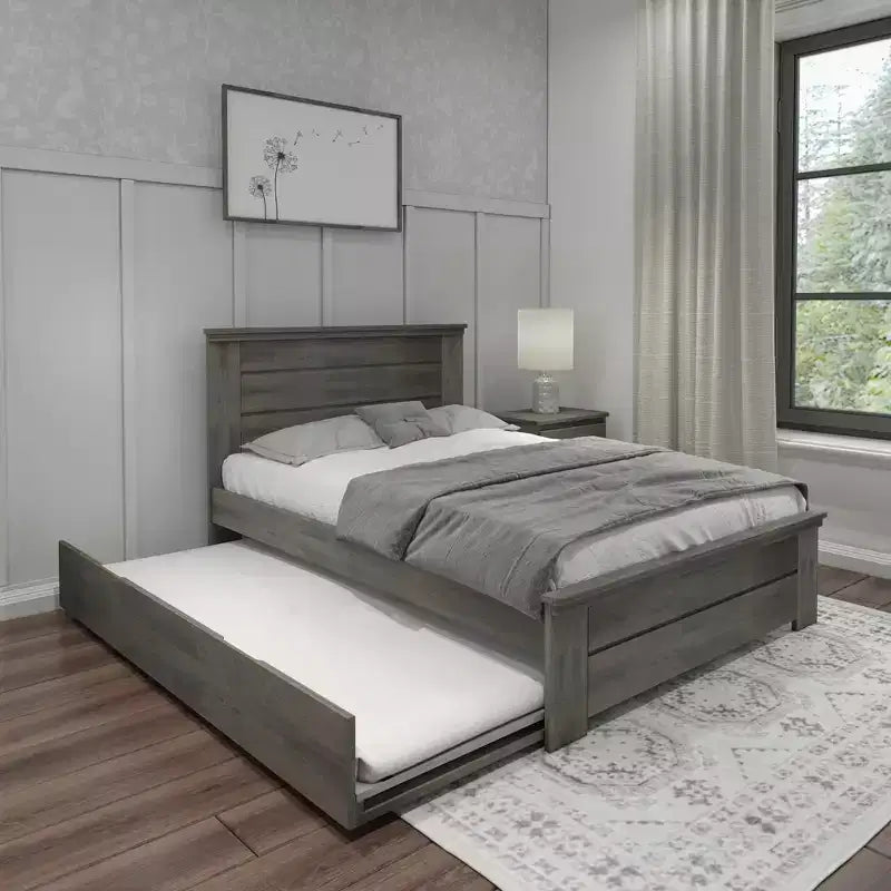 Struttura letto matrimoniale Max & Lily con letto estraibile, letto a piattaforma in legno massello