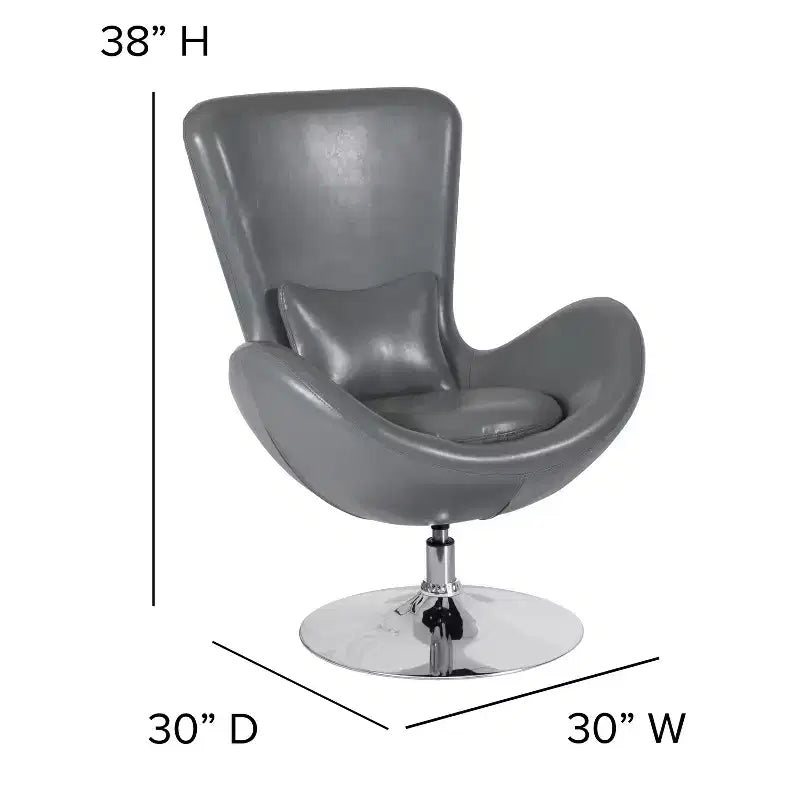 Poltrona lounge Merrick Lane stile "Egg" con schienale alto e base girevole in metallo a 360°