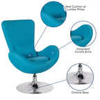 Poltrona lounge Merrick Lane stile "Egg" con schienale alto e base girevole in metallo a 360°