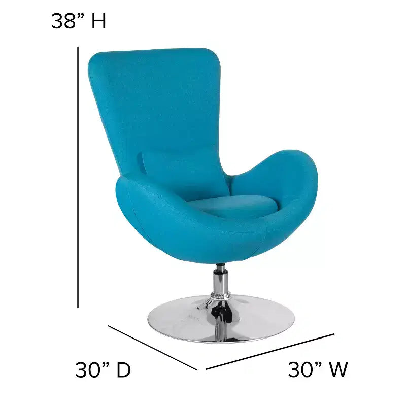 Poltrona lounge Merrick Lane stile "Egg" con schienale alto e base girevole in metallo a 360°