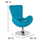 Poltrona lounge Merrick Lane stile "Egg" con schienale alto e base girevole in metallo a 360°