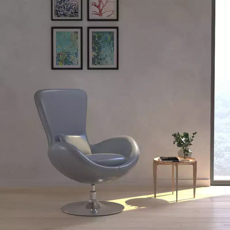 Poltrona lounge Merrick Lane stile "Egg" con schienale alto e base girevole in metallo a 360°