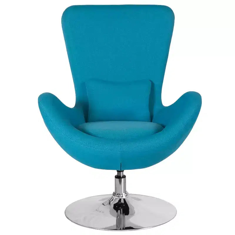 Poltrona lounge Merrick Lane stile "Egg" con schienale alto e base girevole in metallo a 360°