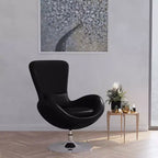 Poltrona lounge Merrick Lane stile "Egg" con schienale alto e base girevole in metallo a 360°