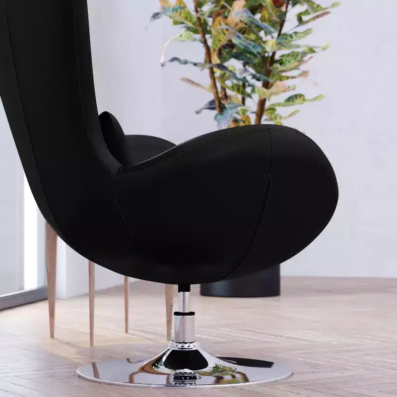 Poltrona lounge Merrick Lane stile "Egg" con schienale alto e base girevole in metallo a 360°