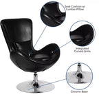 Poltrona lounge Merrick Lane stile "Egg" con schienale alto e base girevole in metallo a 360°