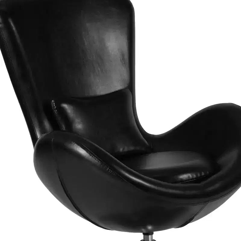 Poltrona lounge Merrick Lane stile "Egg" con schienale alto e base girevole in metallo a 360°