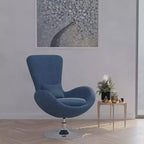 Poltrona lounge Merrick Lane stile "Egg" con schienale alto e base girevole in metallo a 360°