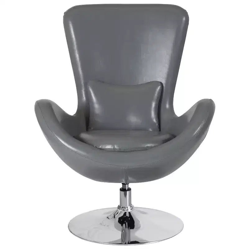 Poltrona lounge Merrick Lane stile "Egg" con schienale alto e base girevole in metallo a 360°
