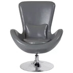 Poltrona lounge Merrick Lane stile "Egg" con schienale alto e base girevole in metallo a 360°