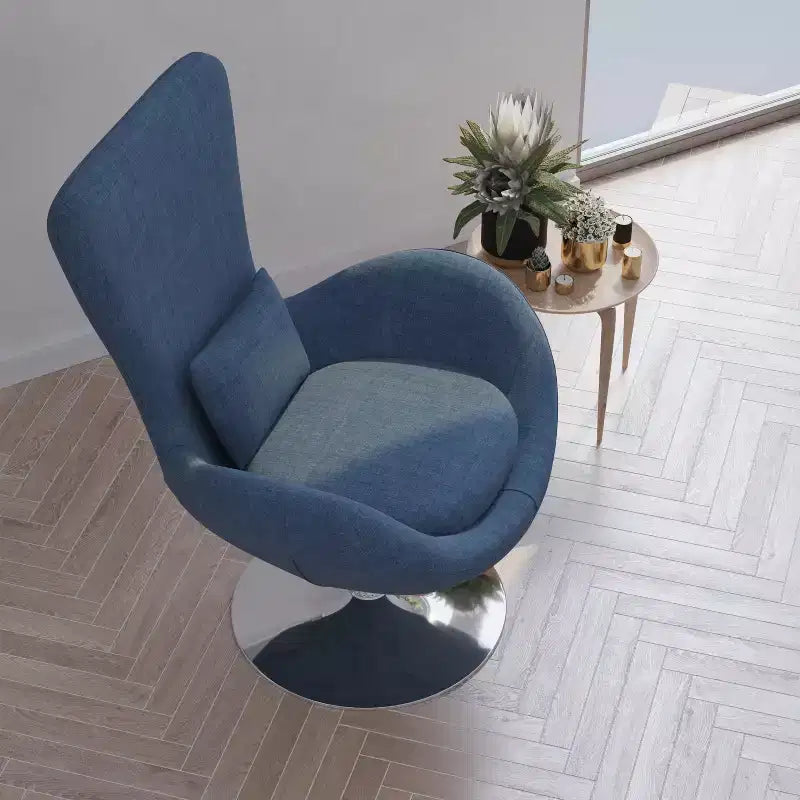 Poltrona lounge Merrick Lane stile "Egg" con schienale alto e base girevole in metallo a 360°