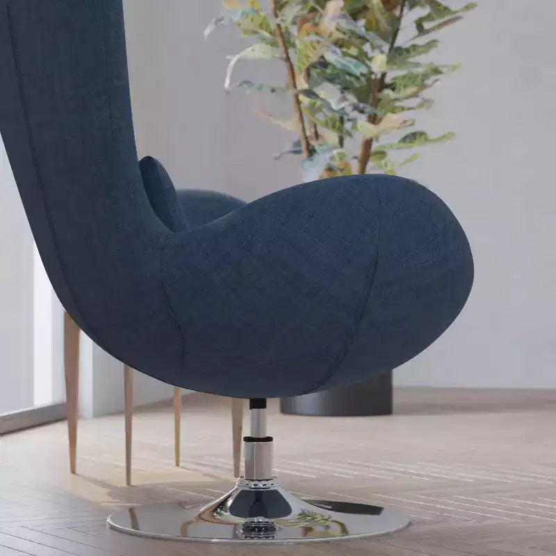 Poltrona lounge Merrick Lane stile "Egg" con schienale alto e base girevole in metallo a 360°