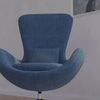 Poltrona lounge Merrick Lane stile "Egg" con schienale alto e base girevole in metallo a 360°