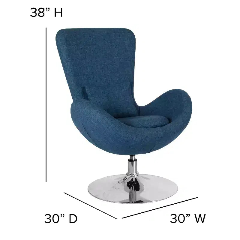 Poltrona lounge Merrick Lane stile "Egg" con schienale alto e base girevole in metallo a 360°