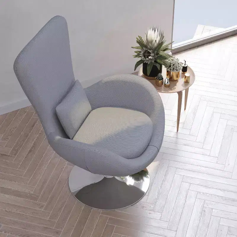 Poltrona lounge Merrick Lane stile "Egg" con schienale alto e base girevole in metallo a 360°