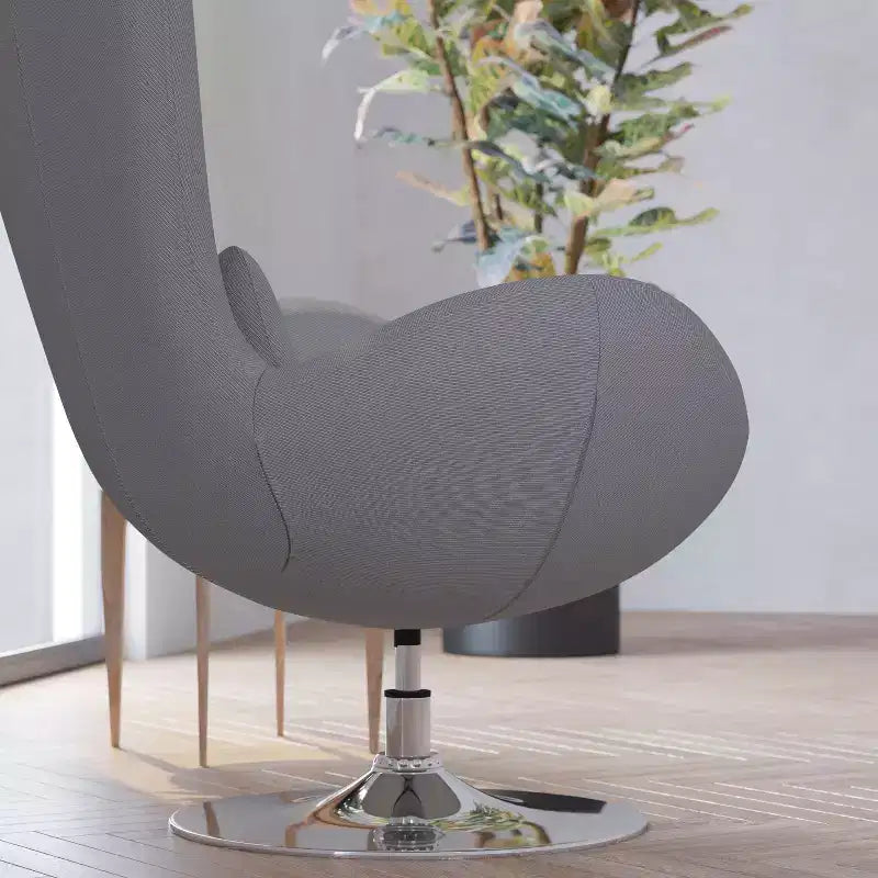 Poltrona lounge Merrick Lane stile "Egg" con schienale alto e base girevole in metallo a 360°